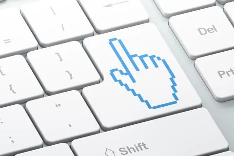 Web development concept: Mouse Cursor on computer keyboard backg Illustrazione stock