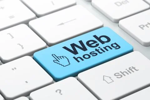 Web development concept: Mouse Cursor and Web Hosting on compute Stockillustratie