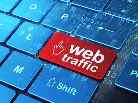 Web development concept: Mouse Cursor and Web Traffic on compute Stockillustratie