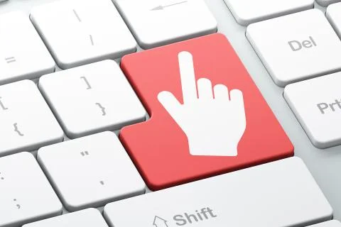 Web development concept: Mouse Cursor on computer keyboard Illustrazione stock