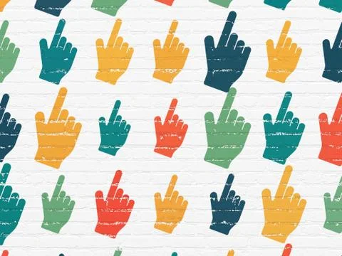 Web development concept: Mouse Cursor icons on wall background Stock Illustration