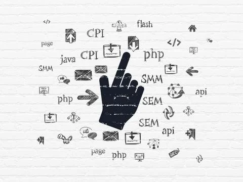 Web development concept: Mouse Cursor on wall background Stock Illustration