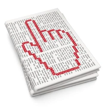 Web development concept: Mouse Cursor on Newspaper background 스톡 일러스트