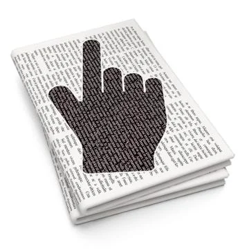 Web development concept: Mouse Cursor on Newspaper background Illustrazione stock