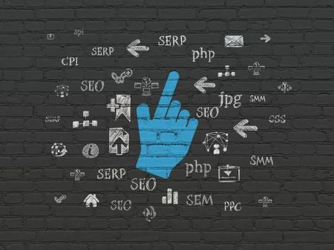 Web development concept: Mouse Cursor on wall background Illustrazione stock