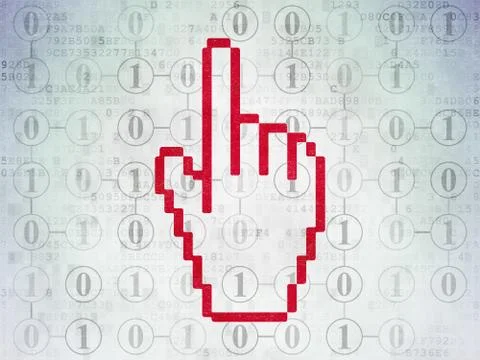Web development concept: Mouse Cursor on Digital Data Paper background Stock Illustration