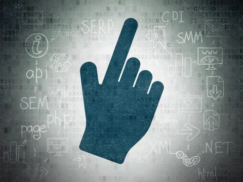 Web development concept: Mouse Cursor on Digital Data Paper background Stock Illustration