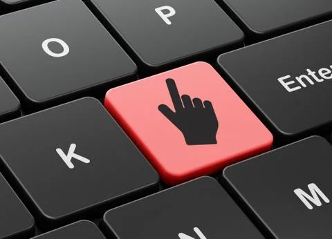 Web development concept: Mouse Cursor on computer keyboard background Illustrazione stock
