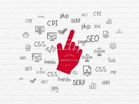 Web development concept: Mouse Cursor on wall background Stock Illustration