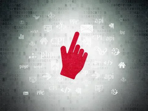 Web development concept: Mouse Cursor on Digital Data Paper background Stock Illustration