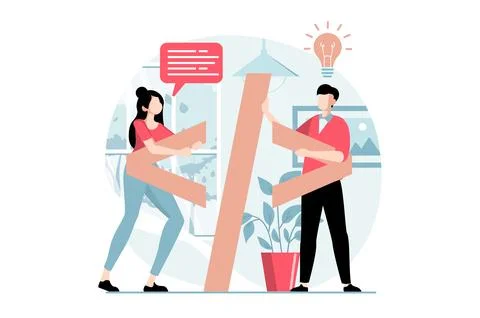 Web development concept with people scene in flat design. Man and woman dev.. Stock Illustration