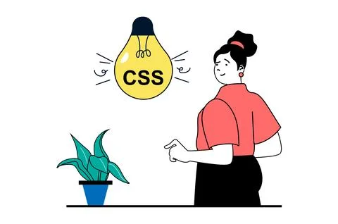 Web development concept with people scene in flat design. Woman brainstorming Illustrazione stock