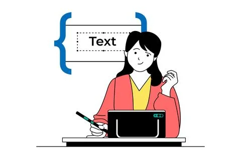Web development concept with people scene in flat design. Woman creating wire Stock-Illustration