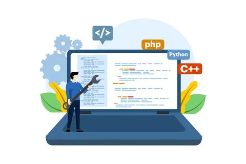 Web development concept. programming language. css, html, it, ui. Illustrazione stock