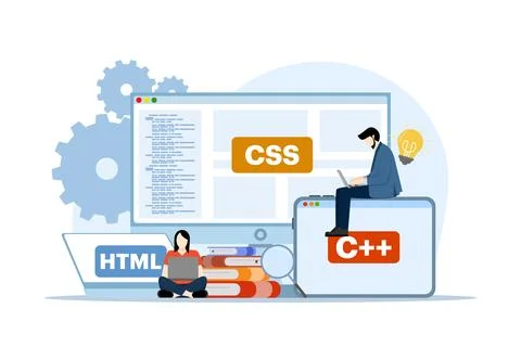 Web development concept. programming language. css, html, it, ui. Illustrazione stock