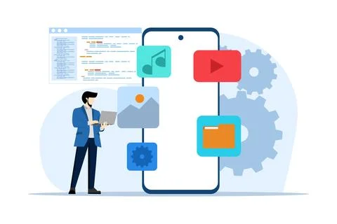 Web development concept. programming language. css, html, it, ui. Illustrazione stock