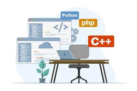 Web development concept. programming language. css, html, it, ui. Stock Illustration