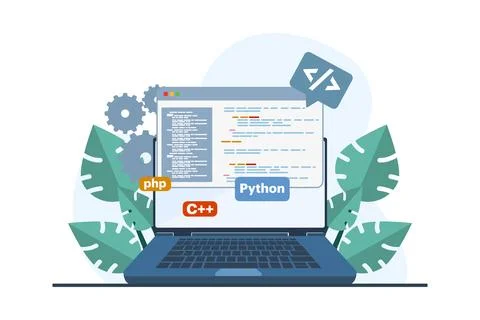 Web development concept. programming language. css, html, it, ui. Stock Illustration