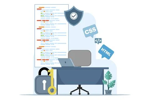 Web development concept. programming language. css, html, it, ui. Stock Illustration