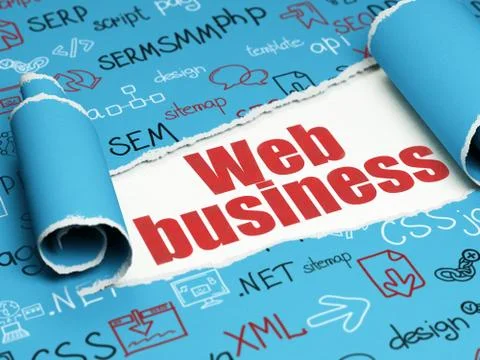 Web development concept: red text Web Business under the piece of  torn paper Stock Photos