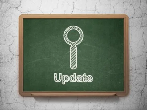 Web development concept: Search and Update on chalkboard background Illustrazione stock