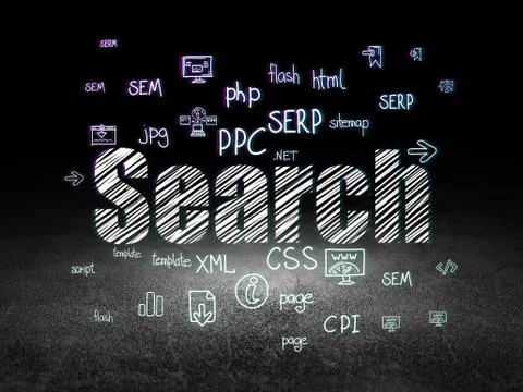 Web development concept: Search in grunge dark room イラスト素材