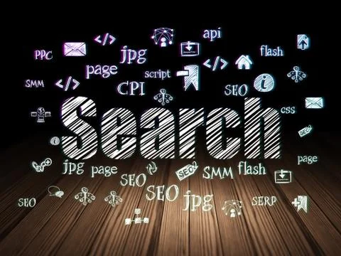 Web development concept: Search in grunge dark room Stockillustratie