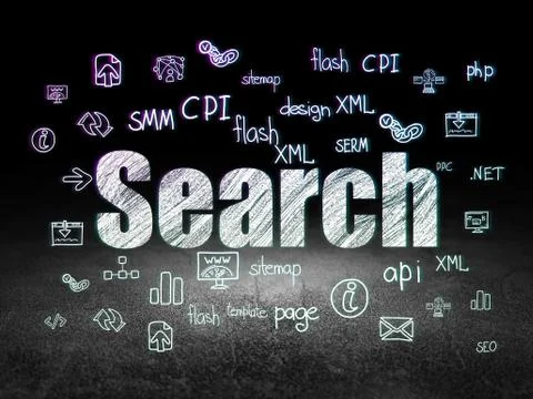 Web development concept: Search in grunge dark room イラスト素材