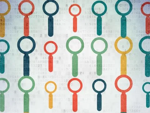 Web development concept: Search icons on Digital Paper background 库存插图