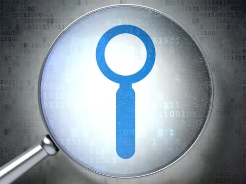 Web development concept: Search with optical glass on digital background Stock Illustration