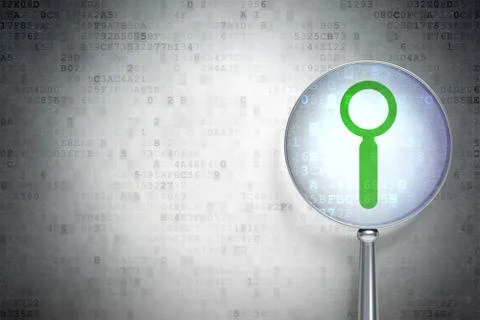 Web development concept: Search with optical glass on digital background イラスト素材