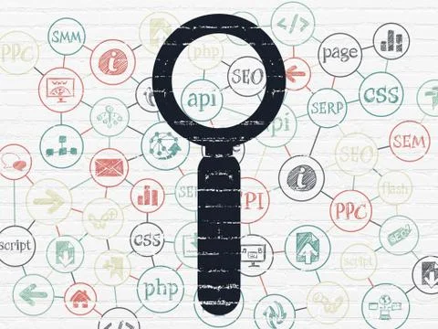 Web development concept: Search on wall background Stock Illustration