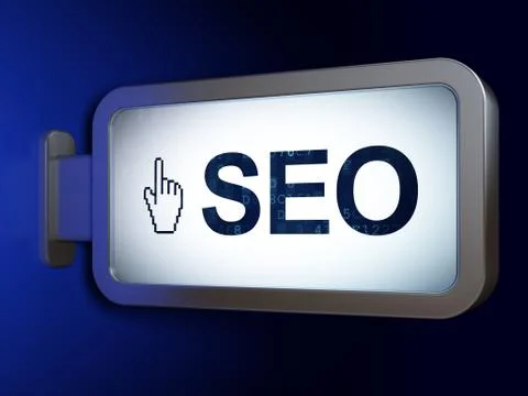 Web development concept: SEO and Mouse Cursor on billboard background Stock Illustration