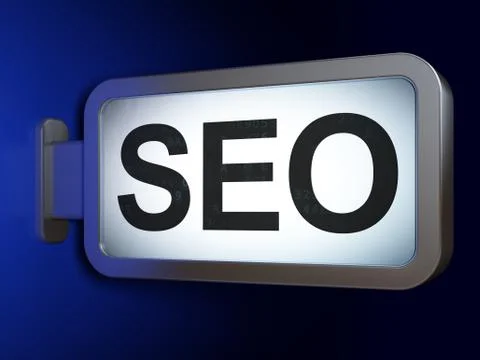 Web development concept: SEO on billboard background Stock-Illustration