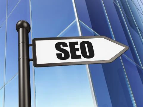 Web development concept: SEO on Building background Ilustración de archivo