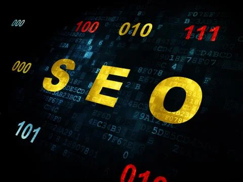 Web development concept: SEO on Digital background 库存插图