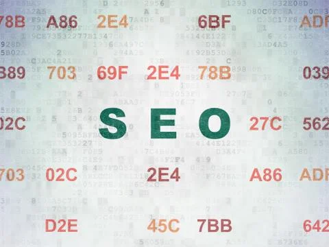 Web development concept: SEO on Digital Paper background Illustrazione stock