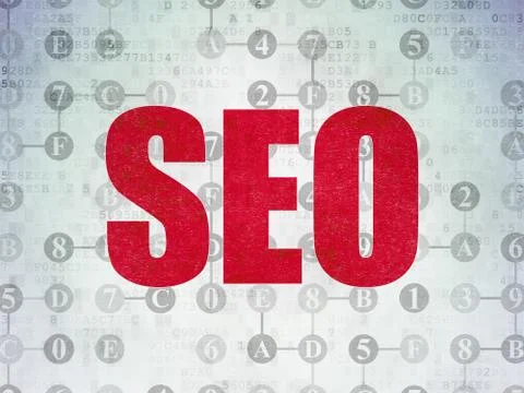 Web development concept: SEO on Digital Data Paper background Stock Illustration