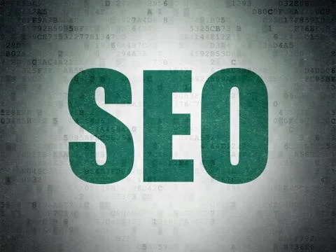 Web development concept: SEO on Digital Data Paper background Illustrazione stock