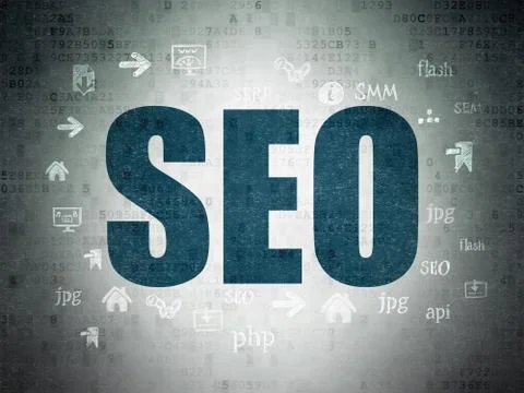 Web development concept: SEO on Digital Data Paper background Stock Illustration