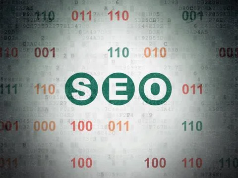 Web development concept: SEO on Digital Data Paper background Stock Illustration