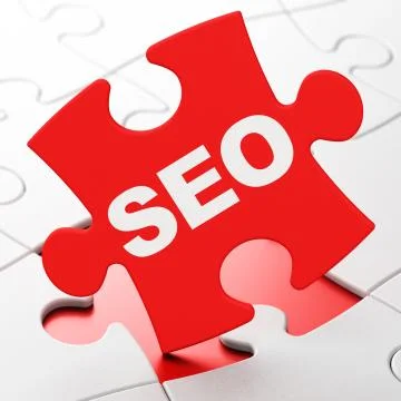 Web development concept: SEO on puzzle background Stockillustratie