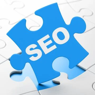 Web development concept: SEO on puzzle background Stockillustratie