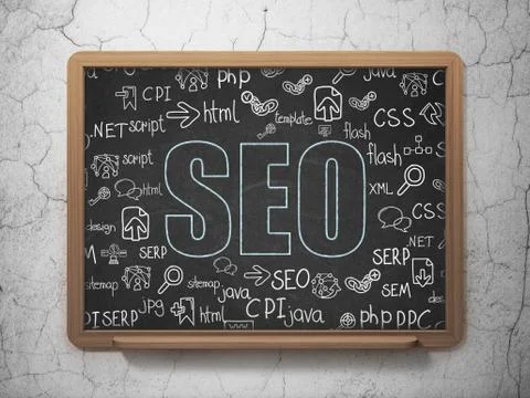 Web development concept: SEO on School Board background Stock Illustration