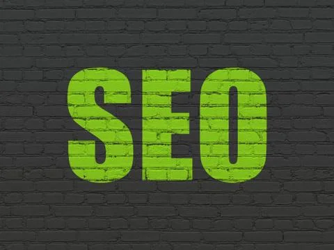 Web development concept: SEO on wall background Stock Illustration