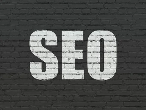 Web development concept: SEO on wall background Stock Illustration