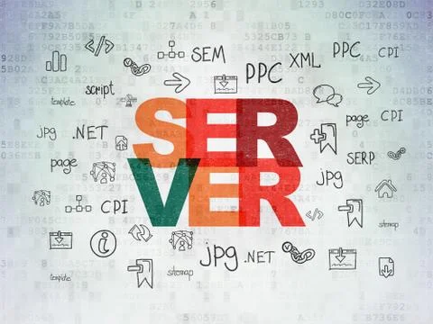 Web development concept: Server on Digital Data Paper background イラスト素材