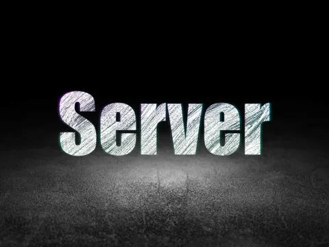 Web development concept: Server in grunge dark room Stock Illustration