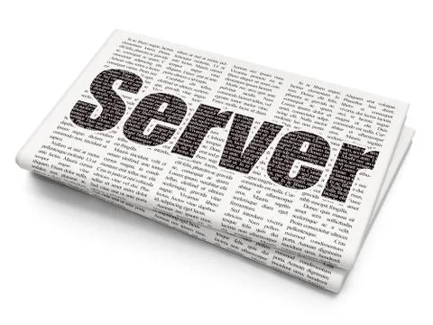 Web development concept: Server on Newspaper background Illustration