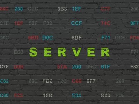 Web development concept: Server on wall background Illustrazione stock